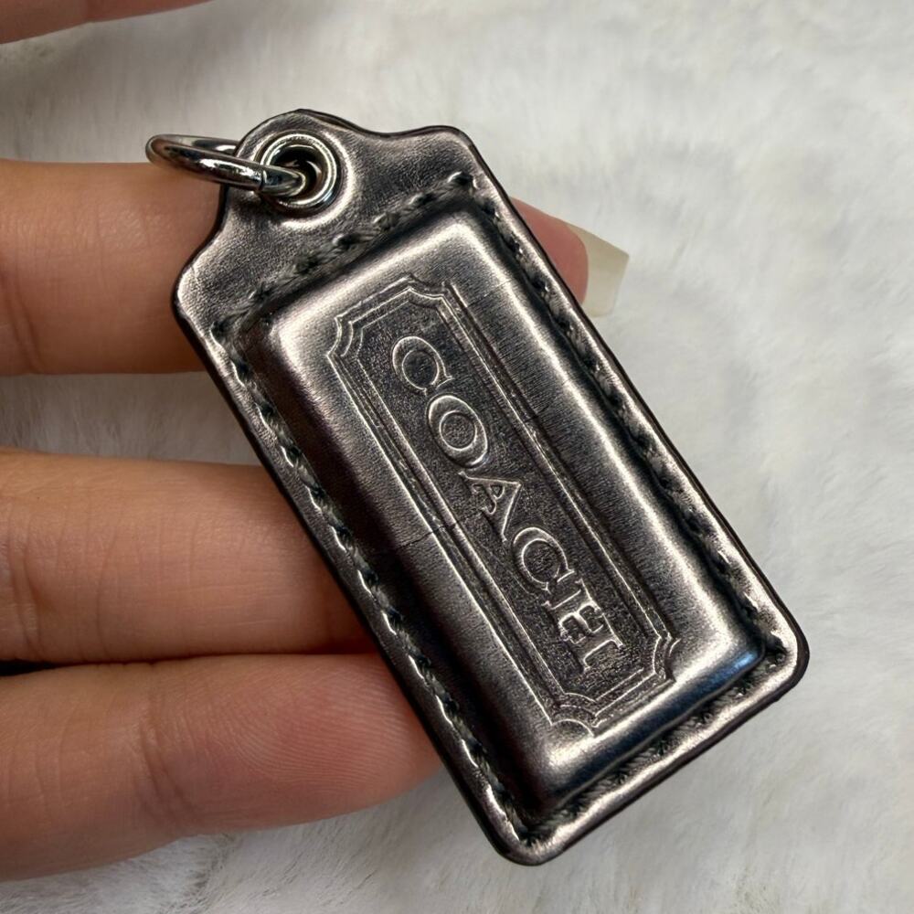 1.5" COACH Silver  Fob Bag Charm Hang tag Hangtag